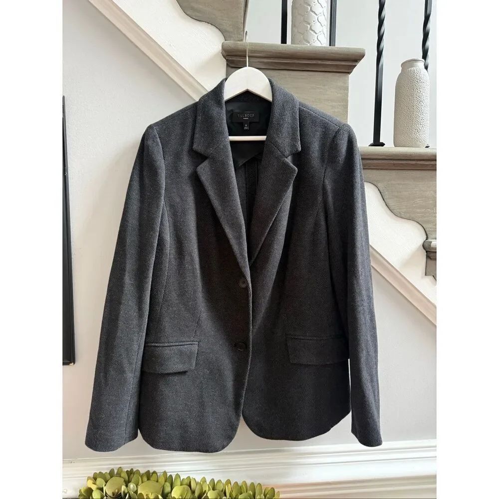 Talbots Dark Gray Speck Single Breasted Blazer Jacket sz 1X EUC